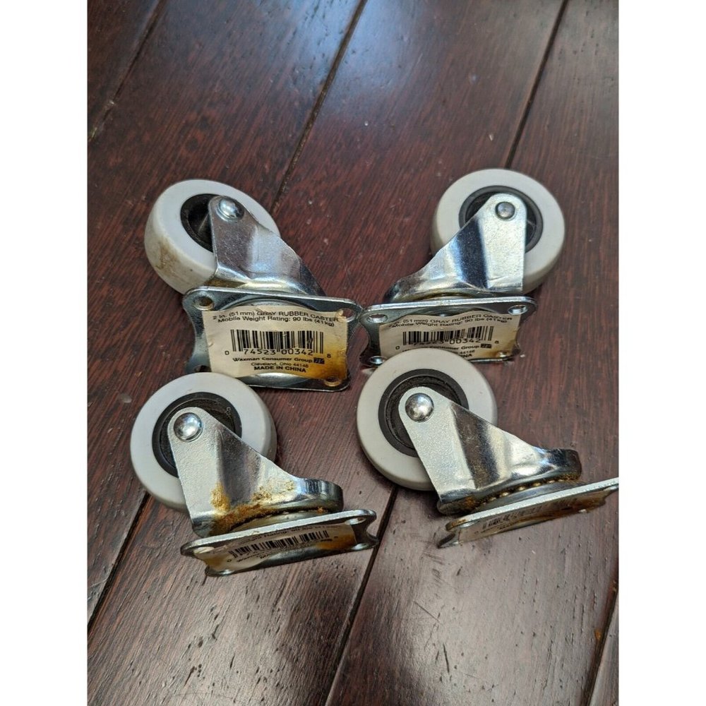 (set of 4) Waxman 2" (51 mm) TPR Swivel Rubber Casters 90 lb (41 kg) Cap - Gray - Picture 4 of 4
